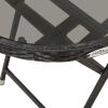 3 Piece Patio Bistro Set Poly Rattan and Glass Black