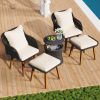 K&K 5 Pieces Patio Furniture Chair Sets, Patio Conversation Set With Wicker Cool Bar Table, Ottomans,Outdoor Furniture Bistro Sets for Porch,Backyard