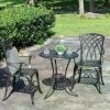 NUU GARDEN Patio Bistro Sets 3 Piece Cast Aluminum Bistro Table and Chairs Set with Umbrella Hole Bistro Set of 2