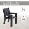 MEOOEM Patio Dining Set  Bistro Set Outdoor Furniture Square Bistro Metal Table Side Table and Metal Stackable Chairs, Black