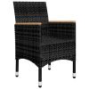 3 Piece Patio Bistro Set Poly Rattan and Tempered Glass Black