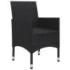 3 Piece Bistro Set Poly Rattan and Acacia Wood Black