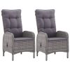 3 Piece Patio Bistro Set Poly Rattan and Glass Gray