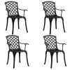 5 Piece Bistro Set Cast Aluminum Black