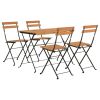 5 Piece Folding Bistro Set Solid Wood Acacia and Steel