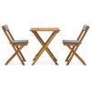 3 Piece Folding Bistro Set with Cushions Solid Acacia Wood