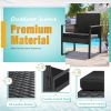 3 Pieces Patio Set Outdoor Wicker Furniture Sets Modern Rattan Chair Conversation Sets with Coffee Table for Yard and Bistro