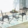 NUU GARDEN Patio Bistro Sets 3 Piece Cast Aluminum Bistro Table and Chairs Set with Umbrella Hole Bistro Set of 2