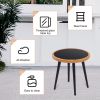 3 Piece Patio Bistro Set with Side Table, Outdoor PE Rattan Conversation Chair Set,Furniture of Coffee Table with Glass Top