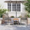 3 Piece Bistro Set with Cushions Gray Poly Rattan Acacia Wood