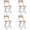 5 Piece Folding Bistro Set Solid Wood Acacia and Steel