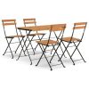 5 Piece Folding Bistro Set Solid Wood Acacia and Steel