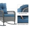 Patio Furniture Set 3 Pieces, Wicker Rocking Bistro Set with Thick Cushions, Outdoor Rocker Chairs and Coffee Table