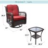 Outdoor Bistro Set 3 Pieces;  Outdoor Resin Wicker Swivel Rocker Patio Chair;  360-Degree Swivel Rocking Chairs and Tempered Glass Top Side Coffee Tab