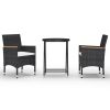 3 Piece Patio Bistro Set Poly Rattan and Tempered Glass Black