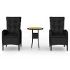 3 Piece Patio Bistro Set Poly Rattan Black