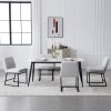 Upholstered Linen Fabric Dining Chairs Set of 2 With Metal Legs