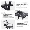 MEOOEM Patio Dining Set  Outdoor Furniture Square Bistro Metal Table Side Table and Metal Stackable Chairs, Black