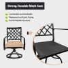 MEOOEM Patio Dining Set  Bistro Set Outdoor Furniture Square Bistro Metal Table Side Table and Swivel Dining Chairs with Cushion