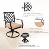 MEOOEM Patio Dining Set  Bistro Set Outdoor Furniture Square Bistro Metal Table Side Table and Swivel Dining Chairs with Cushion