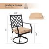 MEOOEM Patio Dining Set  Bistro Set Outdoor Furniture Square Bistro Metal Table Side Table and Swivel Dining Chairs with Cushion