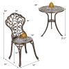 Patio Balcony Stylish Cast Aluminum Bistro Bar Table  Chair 3 Pcs Set