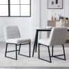 Upholstered Linen Fabric Dining Chairs Set of 2 With Metal Legs