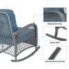 Patio Furniture Set 3 Pieces, Wicker Rocking Bistro Set with Thick Cushions, Outdoor Rocker Chairs and Coffee Table