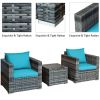 3 Pieces Patio Rattan Furniture Bistro Sofa Set with Cushioned