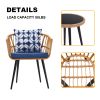 3 Piece Patio Bistro Set with Side Table, Outdoor PE Rattan Conversation Chair Set,Furniture of Coffee Table with Glass Top