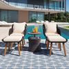 K&K 5 Pieces Patio Furniture Chair Sets, Patio Conversation Set With Wicker Cool Bar Table, Ottomans,Outdoor Furniture Bistro Sets for Porch,Backyard