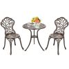 Patio Balcony Stylish Cast Aluminum Bistro Bar Table  Chair 3 Pcs Set